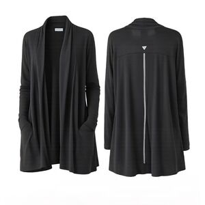 Columbia tshirt cardigan sheer stripe on back NO pockets lightweight cotton sz M